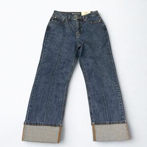 On 34th Jeans Women 10/30 High Rise Straight Leg Wide Cuff Front Seam Denim NWT